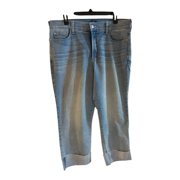 NYDJ Denim - Light-wash NYDJ denim cuffed wide leg capri pants, size 14 36/22
